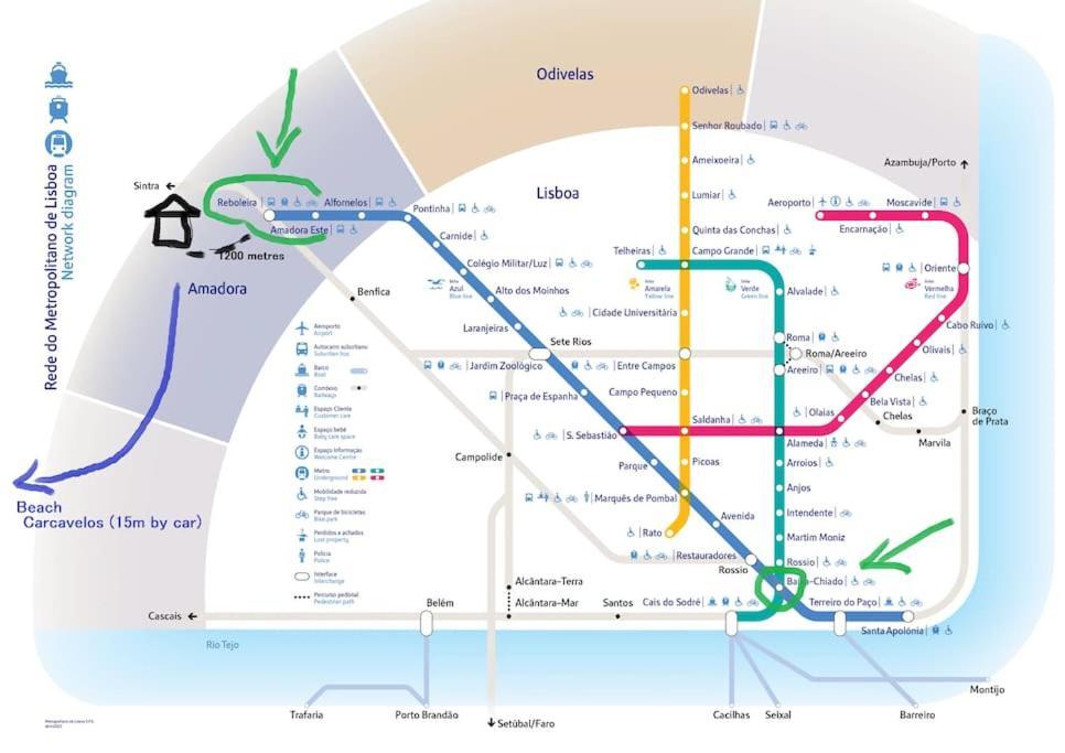 Enjoy Lisbon Cascais Sintra 1200 Metres To Metro Blue Line Sintra Rail Line Free Parking Apartment Amadora Exterior photo